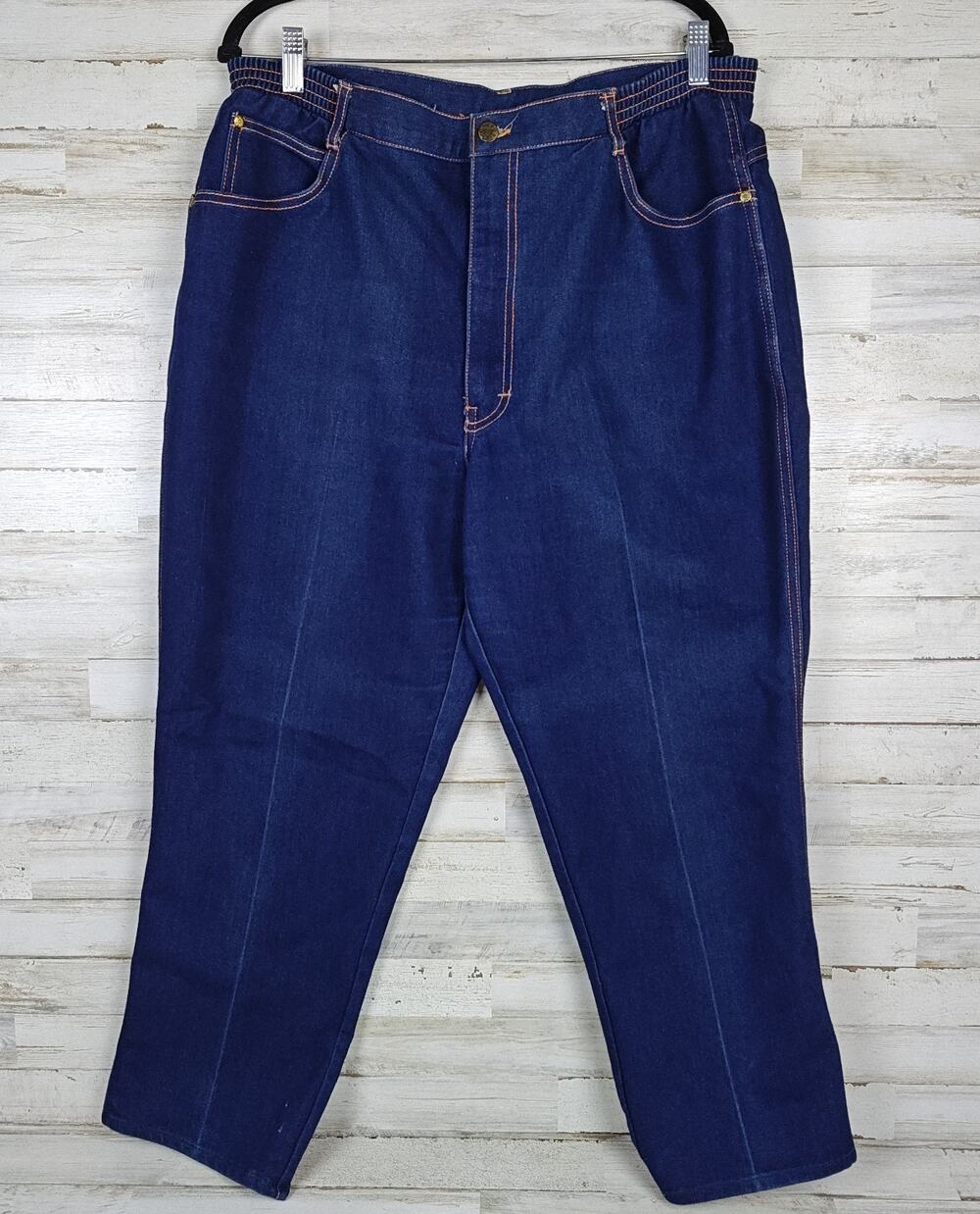 VTG 80's ES Gitano Womens High Waist Blue Denim Jeans Sz 36 Orange Stitched READ